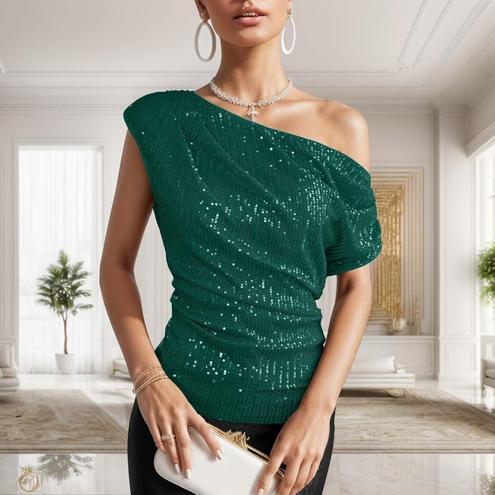 【emis】25HS新作★ONE SHOULDER TOP 208774132-1-greenabstractprint